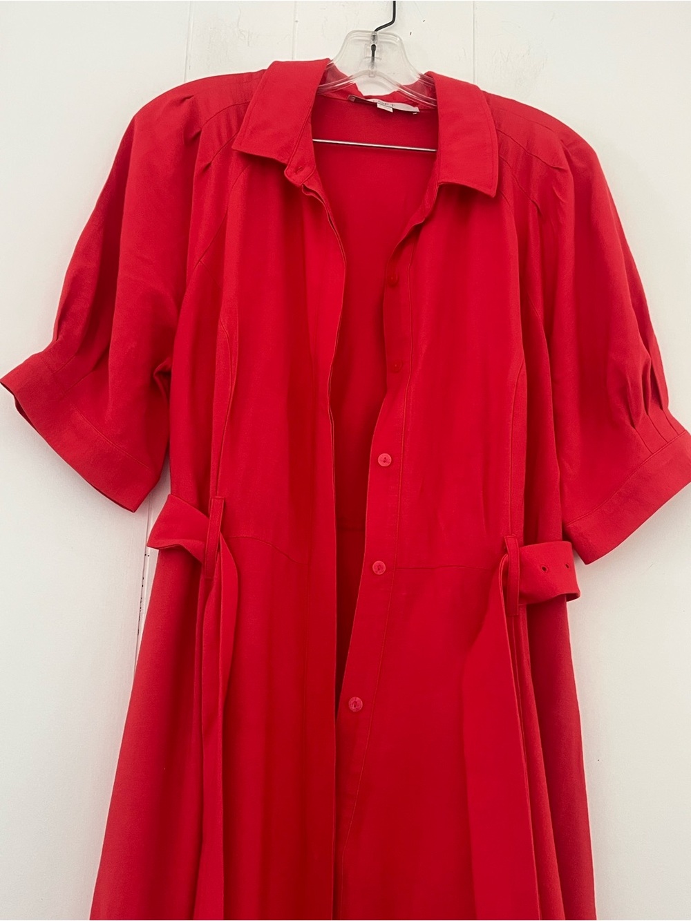 LOFT Classic Red Belted Tailored Shirt Dress Size 12 - Picture 7 of 15